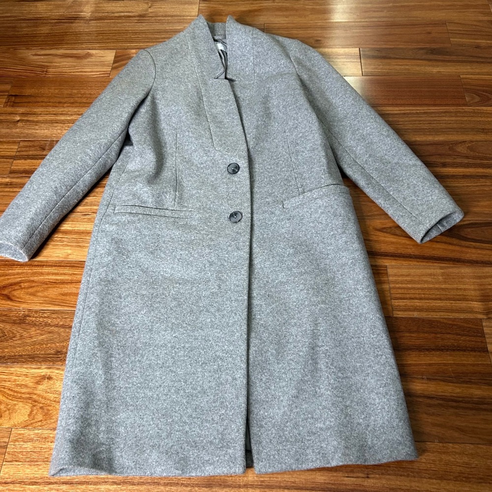 Old Navy Gray Wool Blend oversized Coat Classic Button Front Overcoat